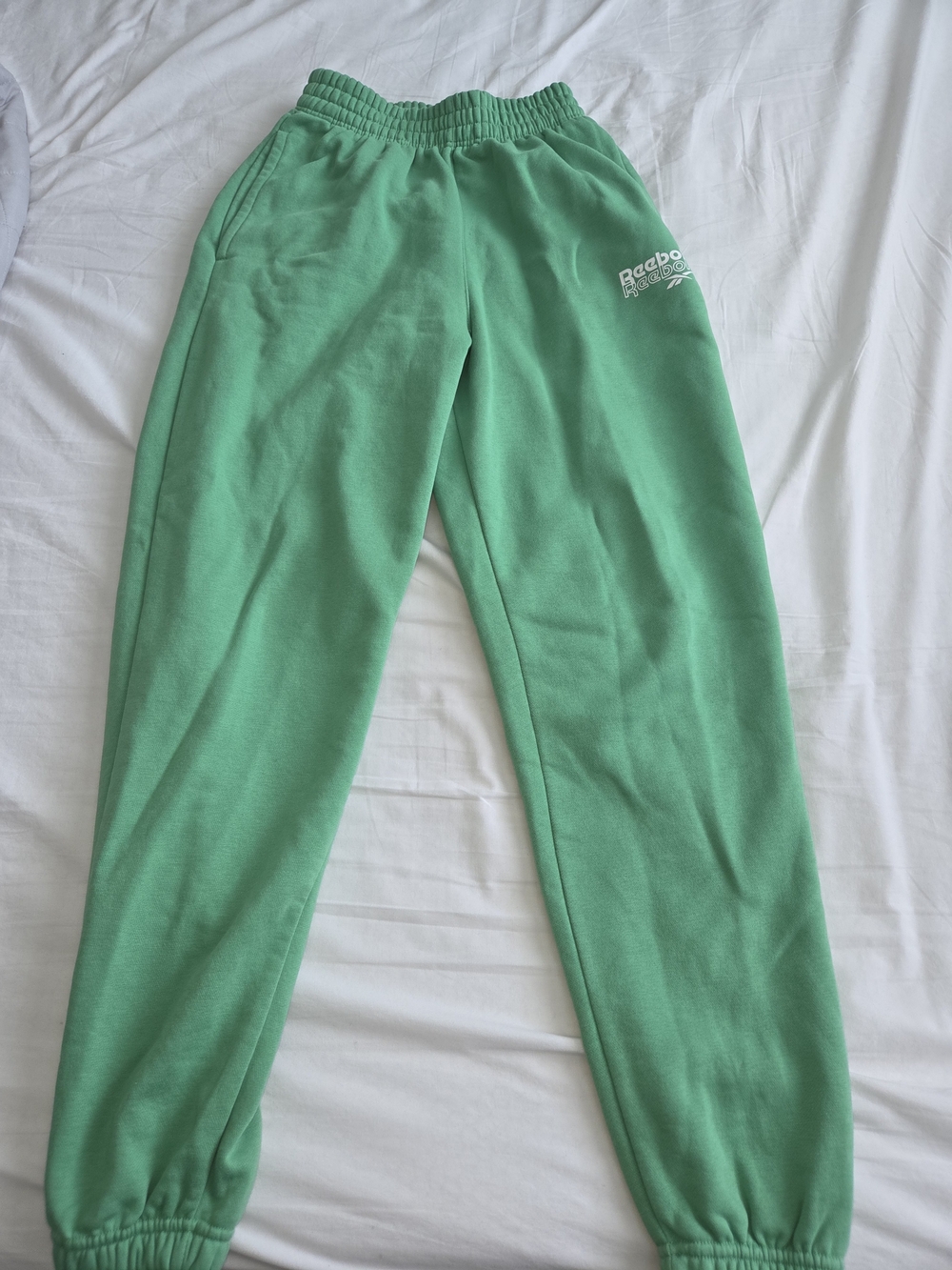 Reebok Womens Green Elastic-Waist Joggers Size XS